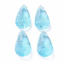 Light Sky Blue Transparent Handmade Bumpy Lampwork Beads, Teardrop, Light Sky Blue, 23x11.5x6mm, Hole: 1.5mm