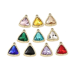 Light Gold K 5 стеклянные подвески, сплавочная фурнитура, УФ-покрытием, треугольные, золотой свет, 18.5x15.5x5 мм, отверстие : 1.8 мм