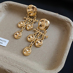 Golden Kronleuchter-Ohrringe aus einer Legierung für Damen, ellipsenförmige, Ohrstecker, golden, 62x25 mm