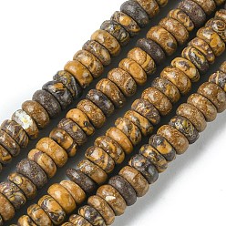 Miriam Stone Natural Elephant Skin Jasper/Miriam Stone/Calligraphy Stone Beads Strands, Frosted, Flat Round/Disc, 4x2mm, Hole: 0.9mm, about 187~196pcs/strand, 15.16~15.55 inch(38.5~39.5cm)
