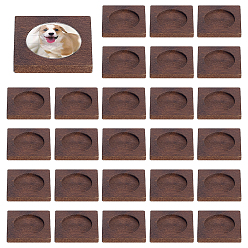 Coffee Wood Cabochon Settings, Square, Coffee, 34.5~35x35~36x5mm, Inner Diameter: 25mm