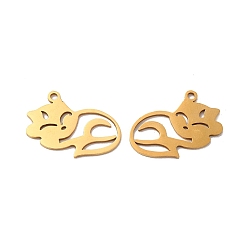 Golden 201 Stainless Steel Pendants, Fox Charm, Golden, 15.3x20x1mm, Hole: 1.4mm