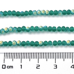 Dark Green Imitation Jade Glass Beads Strands, Half AB Color Plated, Faceted, Frosted, Rondelle, Dark Green, 3x2mm, Hole: 0.7mm, about 155pcs/strand, 15.75''(40cm)