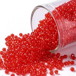 (5) Transparent Light Siam Ruby Круглые бусины toho, японский бисер, (5) прозрачный светлый сиамский рубин, 11/0, 2.2 мм, отверстие : 0.8 мм, о 1110шт / бутылка, 10 г / бутылка