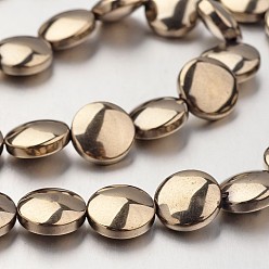 (252) Цвет внутри: морской / фиолетовый на подкладке Гальванизировать немагнитных синтетический гематит нитей бисера, плоско-круглые, античная бронза покрытие, 10x3 мм, отверстие : 1 мм, около 40 шт / нитка, 15.7 дюйм