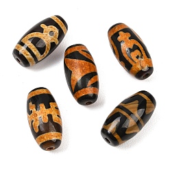 Mixed Patterns Tibetan Style dZi Beads, Natural Agate Beads, Dyed, Rice, Mixed Patterns, 19~19.5x10mm, Hole: 1.5~1.6mm