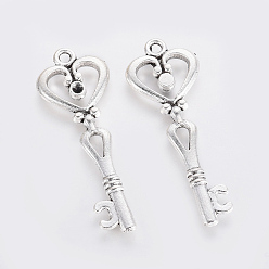 Античное Серебро Сплавочные подвески тибетского стиля, без свинца, без кадмии и без никеля, отмычка, античное серебро, 41x14x2.5 мм, отверстие : 1.5 мм