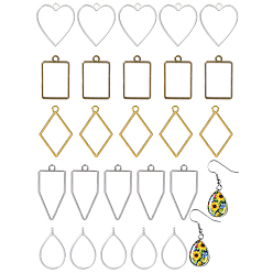 (52) Непрозрачная лаванда 25 шт. 5 стили подвески с открытой спинкой из сплава с покрытием из полигона, для diy уф смолы, эпоксидная смола, Прессованные цветочные украшения, разнообразные, разноцветные, 33~45x20.5~30.2x3.5~3.8 мм, отверстие : 2.8~3 мм, 5 шт / стиль