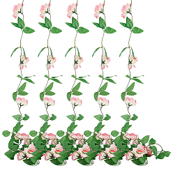 Розовый Искусственный ротанг из роз, с пластиковым листом, для свадебного украшения дома, туманная роза, 2240 мм, 6 шт / комплект