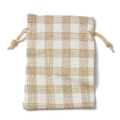 BurlyWood Bolsas de cordón de arpillera de imitación de tela, bolsas de almacenamiento de regalo de tartán, Rectángulo, burlywood, 140x100x8 mm