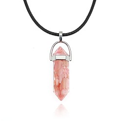 Dark Salmon Dyed Natural Shell Pendant Necklaces, Bullet, Dark Salmon, No Size