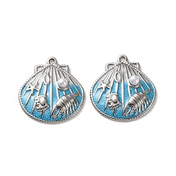 Нержавеющая Сталь Цвет 304 прелести нержавеющей стали, формы раковины, с эмалью и АБС-пластиком, имитация жемчуга, цвет нержавеющей стали, 29x27x6 мм, отверстие : 1.8 мм