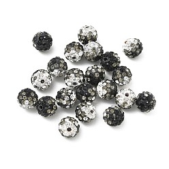 Schwarz Handgemachte Fimo-Perlen Strass, Runde, Schwarz, 10 mm, Bohrung: 1.8 mm