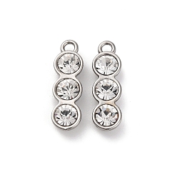 Прозрачный 304 подвески из нержавеющей стали, со стеклом, граненые, горох, прозрачные, 21x6x4.5 мм, отверстие : 2 мм