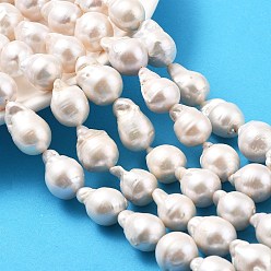 (404) Непрозрачное AB Кислое яблоко Нити натуральных бусин с ядровым жемчугом, барочная жемчужина кеши жемчужина, самородки, класс 4а++, цветочный белый, 16~21x12~14 мм, отверстие : 0.8 мм, около 22 шт / нитка, 15.94''~16.34'' (40.5~41.5 см)