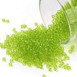 (4) Transparent Lime Green TOHO 15/0 Round Beads, Japanese Seed Beads, (4) Transparent Lime Green, 1.5mm, Hole: 0.7mm, about 3000pcs/bottle, 10g/bottle