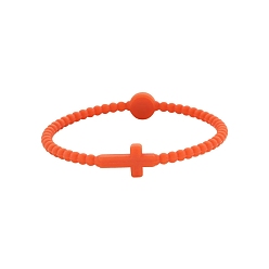Красный Детские силиконовые эластичные браслеты с крестом для девочек и мальчиков, красные, 6-7/8 дюйм (17.5 см)
