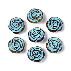 Светло-Голубой Окрашенные прозрачные акриловые бусины, Имитация янтаря, роза, Небесно-голубой, 17x16.5x7.8 мм, отверстие : 2 мм, Около 442 шт / 500 г