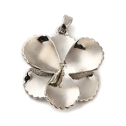 Platinum Rack Plating Brass Peg Bails Pendants, For Half Drilled Beads, Cadmium Free & Lead Free, Long-Lasting Plated, Flower, Platinum, 25x21.5x7mm, Hole: 4x2.5mm, Pin: 0.8mm