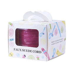 Темно-Розовый Экологичный шнур из искусственной замши, искусственная замшевая кружева, с блеском порошок, темно-розовыми, 2.7x1.4 мм