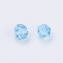 Cyan Imitation Austrian Crystal Beads, Grade AAA, Faceted, Bicone, Cyan, 3x3mm, Hole: 0.7~0.9mm