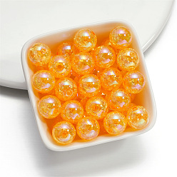 Orange Baking Paint Crackle Glass Beads, Round, Orange, 16mm, Hole: 2mm, 10pcs/bag