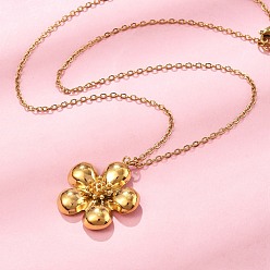 Золотой 304 ожерелья с подвесками в виде цветов из нержавеющей стали для женщин, золотые, 15.94 дюйм (40.5 см)