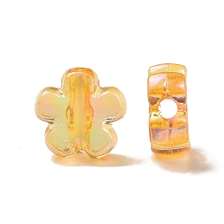 Оранжевый Прозрачные акриловые бусины, прозрачный цвет AB, цветок, оранжевые, 10x10x4 мм, отверстие : 1.8 мм, Около 1905 шт / 500 г