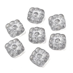 Серебро Чешские прессованные стеклянные бусины, площадь с цветочным узором, серебряные, 10.5x11x4 мм, отверстие : 0.8 мм, около 324 шт / упаковка