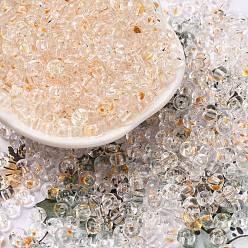 Персиковый Слойка 3/0 краска для выпечки прозрачные цвета стеклянные круглые бусины, класс А, круглое отверстие, розовые, 5.5x3 мм, отверстие : 1.8 мм, Около 2500 шт / фунт