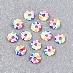 Разноцветный Бусины из полимерной глины , Диск / плоские круглые, Heishi бусы, красочный, 6~6.5x1~1.5 мм, отверстие : 2 мм, Около 25000 шт / 1000 г