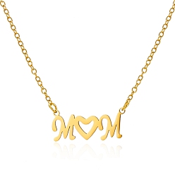 Золотой День матери 304 ожерелья из нержавеющей стали с подвеской в виде слова «мама» для женщин, золотые, 16.93 дюйм (43 см)