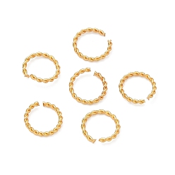 Настоящее золото 24K Латунные витые открытые прыжковые кольца, круглые, долговечный, без свинца и без кадмия, стойки покрытие, реальный 24 k позолоченный, 18 датчик, 8x1 мм, отверстие : 6 мм