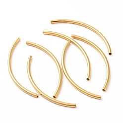 Настоящее золото 18K 925 серебро бусы трубка, изогнутая трубка, реальный 18 k позолоченный, 45x2 мм, отверстие : 1.4 мм, Около 16 шт / 10 г