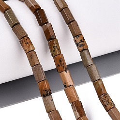 Picture Jasper Natural Picture Jasper Beads Strands, Hexagonal Prism, 5~7.5x3.5~4.5mm, Hole: 0.6~0.8mm, about 57~64pcs/strand, 14.76~15.55 inch(37.5~39.5cm)