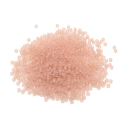 Light Salmon 12/0 Grade A Round Glass Seed Beads, Transparent Frosted Style, Light Salmon, 2x1.5mm, Hole: 0.8mm, 30000pcs/bag
