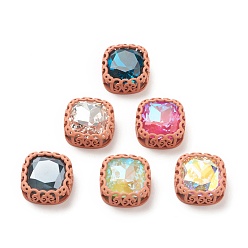 Седло Коричневый Шить на горный хрусталь, стекло горный хрусталь, с латунной фурнитурой , аксессуары для одежды, квадратный, разноцветные, седло коричневый, 21.5x21x10 мм, отверстия : 2.5 mm и 3 мм