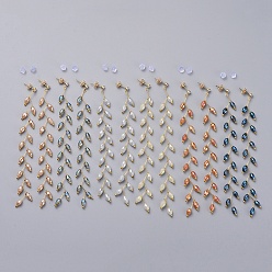 (52) Непрозрачная лаванда Серьги-гвоздики из стекла с галькой, с латунными серьгами-гвоздиками из циркония и шаровыми головками, латунные и пластиковые ушные гайки, спинки для сережек и пластиковые сумки на молнии, реальный 18 k позолоченный, разноцветные, 115 мм, штифты : 0.7 мм