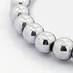 Гейнсборо Круглый немагнитная синтетический гематит бисер пряди, бисер нитей, светло-серые, 12 мм, отверстие : 1 мм, около 33 шт / нитка, 14.7 дюйм