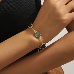 Морско-зеленый Браслеты из цинкового сплава и акрила ко Дню святого Валентина, сердце, цвета морской волны, 6-7/8 дюйм (17.5 см)