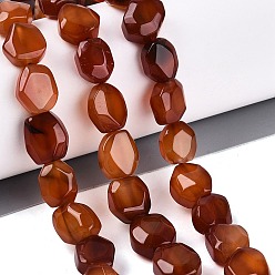 Седло Коричневый Нити окрашенных и нагретых бусин из натурального агата, самородки, граненые, седло коричневый, 9~13x8~12x3.5~8.5 мм, отверстие : 1~1.2 мм, около 32~36 шт / нитка, 14.76~15.35 дюйм (37.5~39 см)