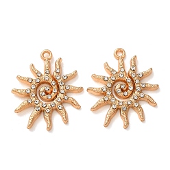 Light Gold Подвески из сплава и страза, солнечные чары, золотой свет, 25.5x21.5x2.5 мм, отверстие : 1.5 мм