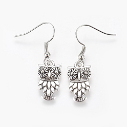 Antique Silver Fashion Halloween Tibetan Style Earrings, with Brass Earring Hooks, Antique Silver, 36mm