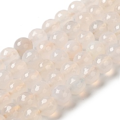 Желтая Старая Ткань  Нити окрашенных и нагретых бусин из натурального агата, граненые, круглые, старое кружево, 8 мм, отверстие : 1.2 мм, около 48 шт / нитка, 15.12'' (38.4 см)