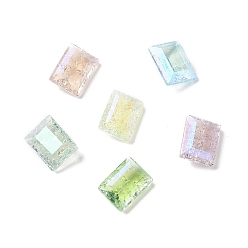 Mixed Color Crackle Moonlight Style K9 Glass Rhinestone Cabochons, Pointed Back, Rectangle, Mixed Color, 8x6x3.5mm