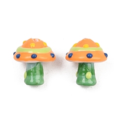 Зеленый Эмалевые бусины ручной работы в технике лэмпворк, бусины ручной работы, гриб, зелёные, 17.5~18.5x15~15.5 мм, отверстие : 1.2 мм