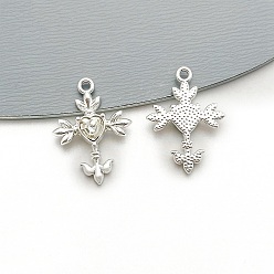 Кристалл Подвески из сплава , cmолой горный хрусталь, крестик, кристалл, 24x18 мм