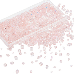 Pink Прозрачные стеклянные бусины, граненые, разнообразные, розовые, 4~8x4~8x3~8 мм, отверстие : 0.9~1.2 мм, 820 шт / комплект