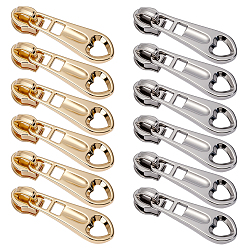 Платиновый & Золотой 40шт 2 цвета сплава застежка-молния бегунок, для аксессуаров для сумок для одежды, сердце, платиной и золотом, 34.78x12.87x2.11 мм, 20 шт / цвет