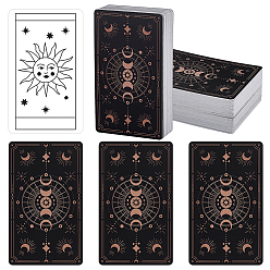 Black 100Pcs Rectangle Paper Tarot Cards, Moon Phase Pattern, 100 Sheets Tarot Rectangle Coated Paper, Black, 69~70x118~120x0.3mm